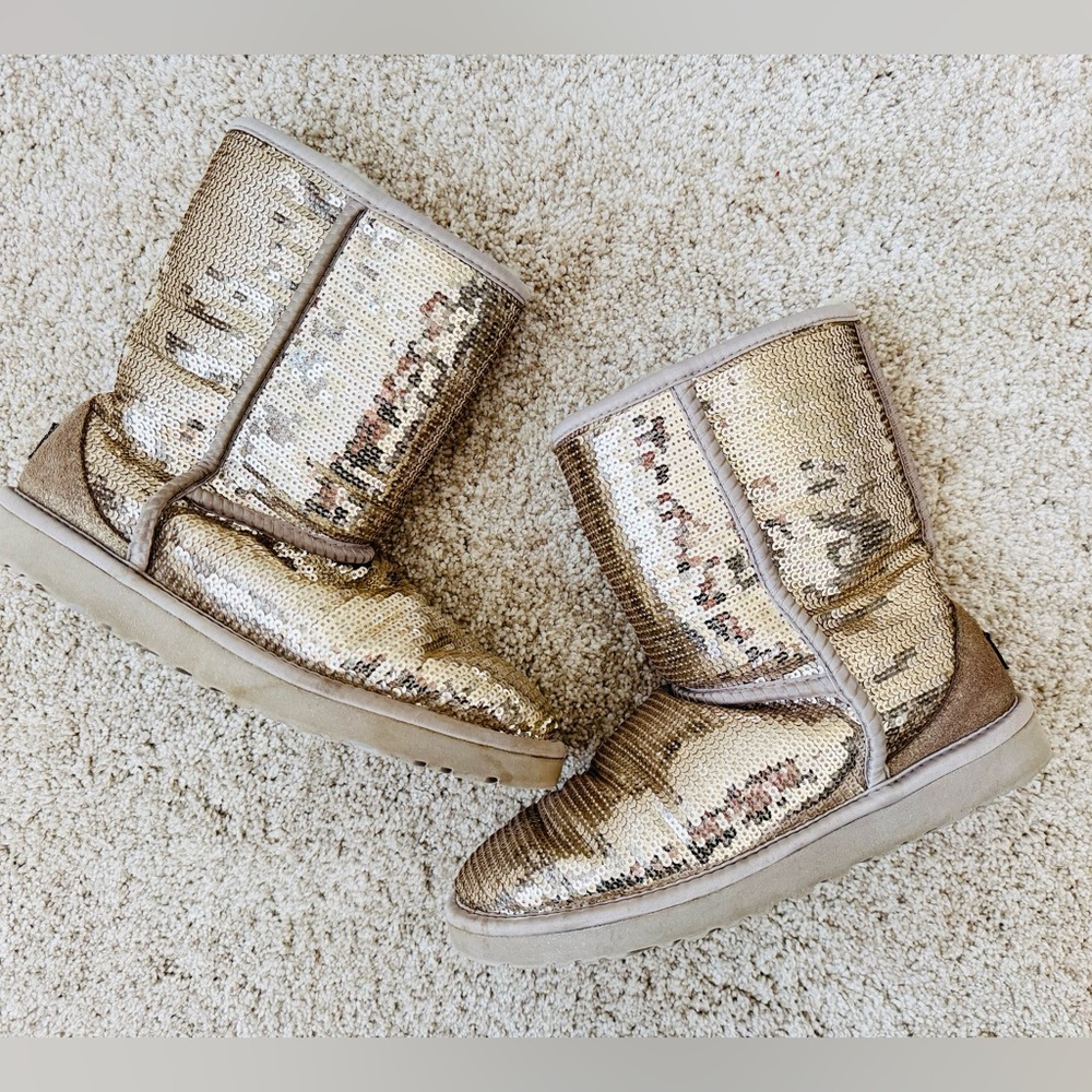 Ugg Silver Sequin Boots Size 7
